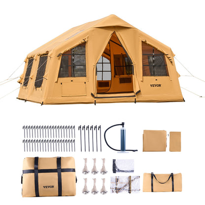 Inflatable tent for camping 8-12 people glamping tent with pump Easy assembly