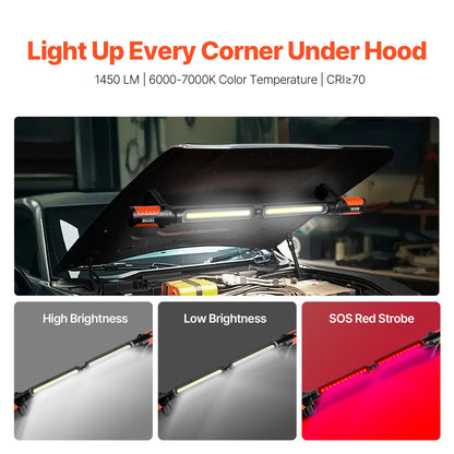 Underhuv Arbetsljus 1450LM 4400mAh LED Magnetisk Arbetsljus Uppladdningsbar