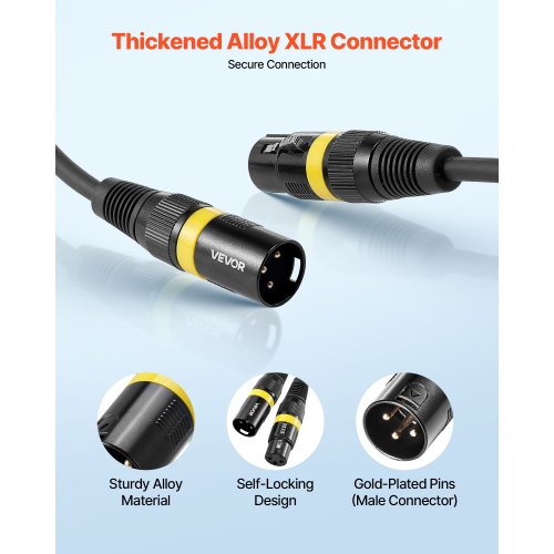 XLR-kabel 30,48 m, 2-pack, skärmad balanserad DMX-hane till hona-mikrofonkablar, guldpläterad 3-polig XLR-mikrofonhögtalarkabel, för scenbelysning, mikrofoner, förstärkare, mixer, högtalarsystem |  EU