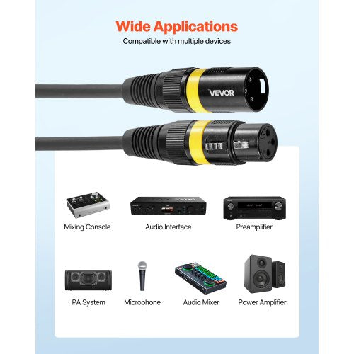 XLR-kabel 30,48 m, 2-pack, skärmad balanserad DMX-hane till hona-mikrofonkablar, guldpläterad 3-polig XLR-mikrofonhögtalarkabel, för scenbelysning, mikrofoner, förstärkare, mixer, högtalarsystem |  EU