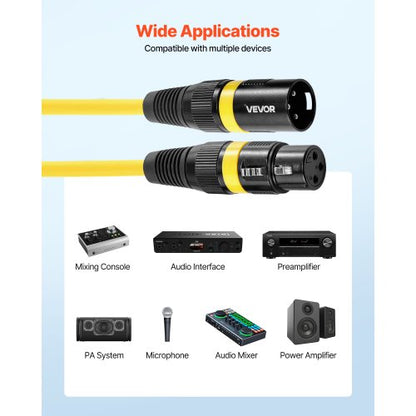 XLR-kabel 7,62 m, 4-pack, skärmade balanserade DMX-hane till hona-mikrofonkablar, guldpläterade 3-poliga XLR-mikrofonhögtalarkablar, för scenbelysning, mikrofoner, förstärkare, mixer, högtalarsystem |  EU