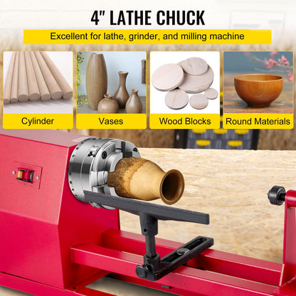 Drehfutter, 4 Zoll, Holzdrehfutter, 4 Backen, 1 Zoll x 8TPI Gewinde, Drehfutter-Set, Nova Drehfutter, Holzdrehfutter, Schüsselfutter mit Satz von Qualitätszubehör und einem Koffer für die Holzbearbeitung
