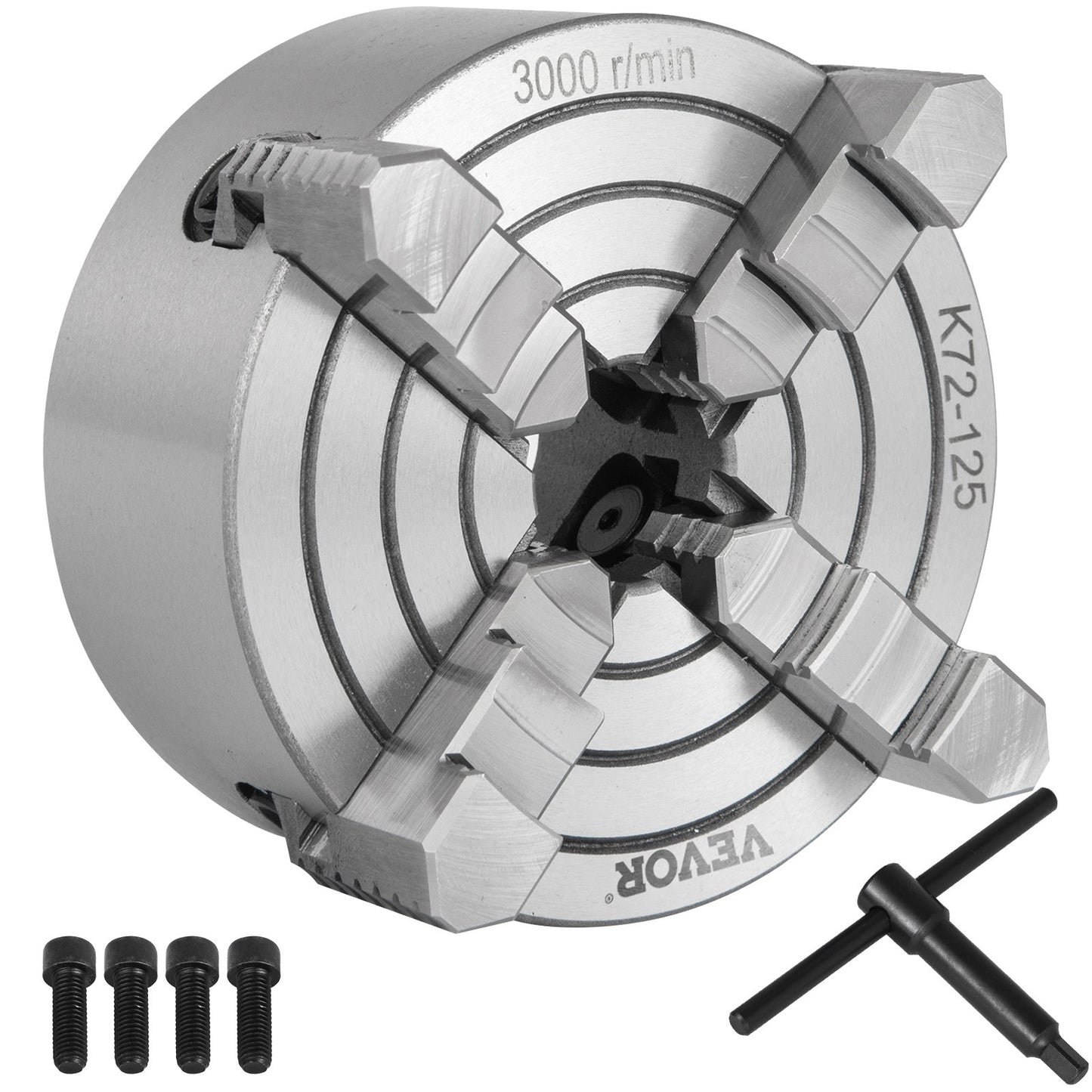 K72-125 5-tums svarvchuck Oberoende vändbar käft 125MM metallsvarvmaskinstillbehör för minimetallsvarvmaskin 4-käftsvarvchuck