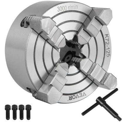 K72-125 5-tums svarvchuck Oberoende vändbar käft 125MM metallsvarvmaskinstillbehör för minimetallsvarvmaskin 4-käftsvarvchuck