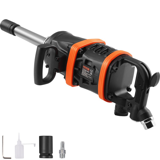 2,5 cm Druckluft-Schlagschrauber, bis zu 7016,37 N·m Beast Reverse Torque Output Pneumatische Schlagpistole mit 20 cm verlängertem Amboss für die Reparatur und Wartung von Schwermaschinen/Sattelschleppern/Bussen