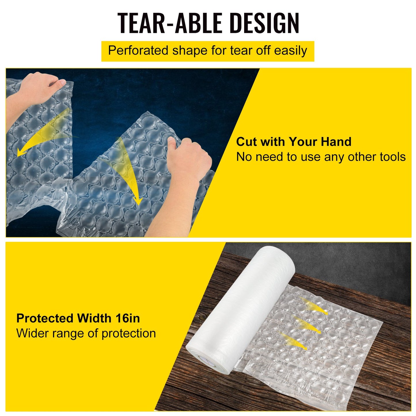 Air Cushion Film, 984 Ft Length Air Cushion Bubble Bags Film, 16 Inch Width Film, Roll Bubble Bags Film for Wrap Machine