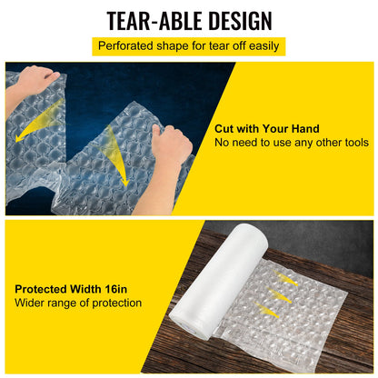 Air Cushion Film, 984 Ft Length Air Cushion Bubble Bags Film, 16 Inch Width Film, Roll Bubble Bags Film for Wrap Machine