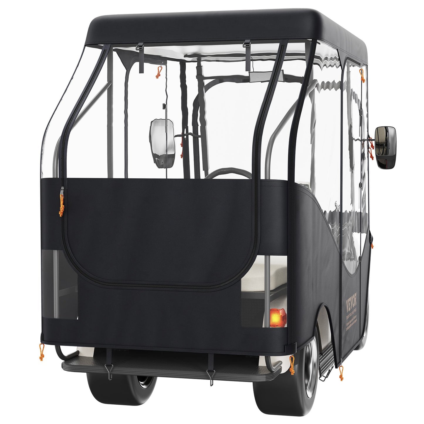 Golfwagen-Abdeckung, 600D-Polyester-Abdeckung mit 4 transparenten Fenstern an den Seiten, 4 Passagier-Schlägerabdeckungen, universell passend für die meisten Markenwagen, sonnen- und staubdichte Outdoor-Wagen-Abdeckung