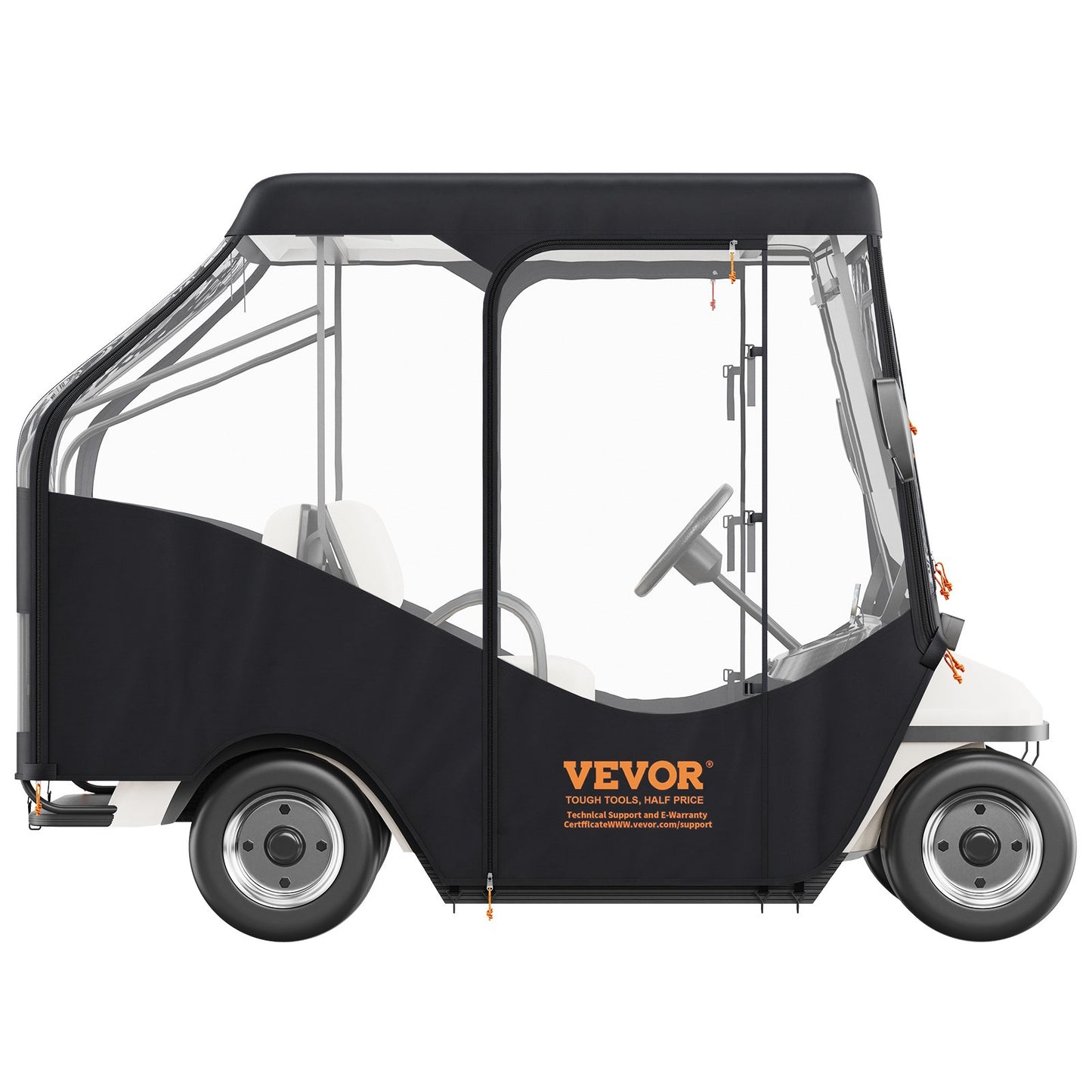 Golfwagen-Abdeckung, 600D-Polyester-Abdeckung mit 4 transparenten Fenstern an den Seiten, 4 Passagier-Schlägerabdeckungen, universell passend für die meisten Markenwagen, sonnen- und staubdichte Outdoor-Wagen-Abdeckung