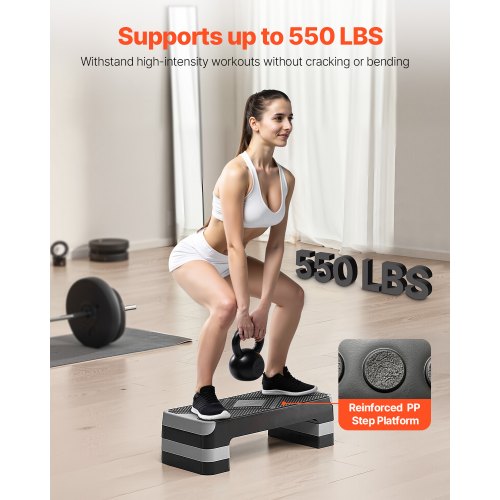 Aerobic Exercise Step Platform Justerbar Workout Step 4 Riser Grå |  EU