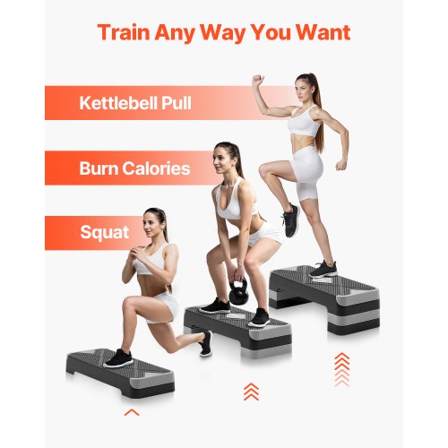 Aerobic Exercise Step Platform Justerbar Workout Step 4 Riser Grå |  EU