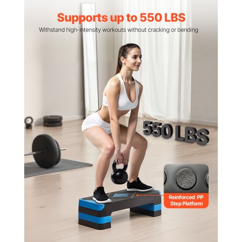 Aerobic Exercise Step Platform Justerbar Workout Stepmaskin 4 Riser Blå |  EU