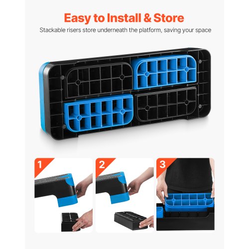 Aerobic Exercise Step Platform Justerbar Workout Stepmaskin 4 Riser Blå |  EU