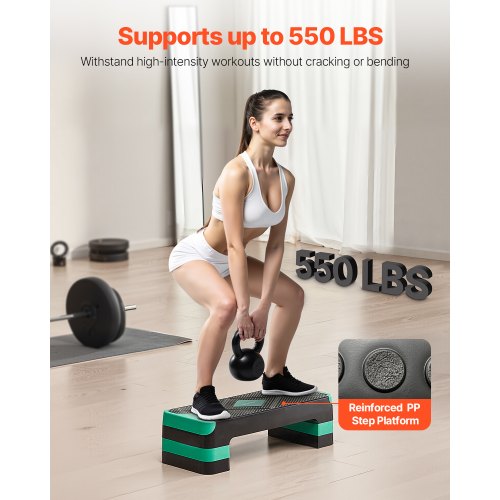 Aerobic Exercise Step Platform Justerbar Workout Stepmaskin 4 Riser Grön |  EU
