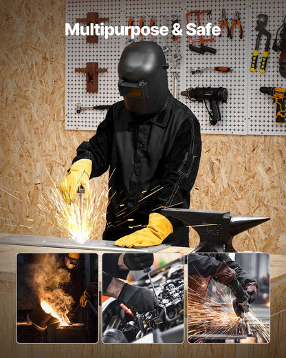 FR welding jacket XXL size Heavy Duty cowhide leather &amp; 9oz FR cotton