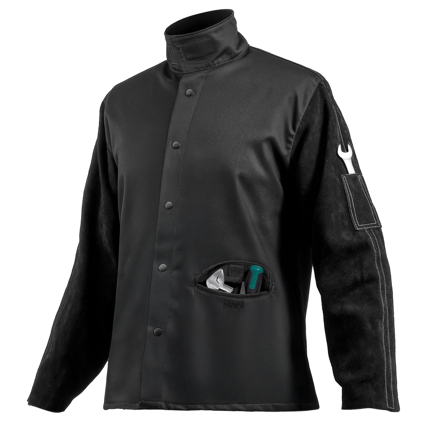 FR welding jacket XXL size Heavy Duty cowhide leather &amp; 9oz FR cotton