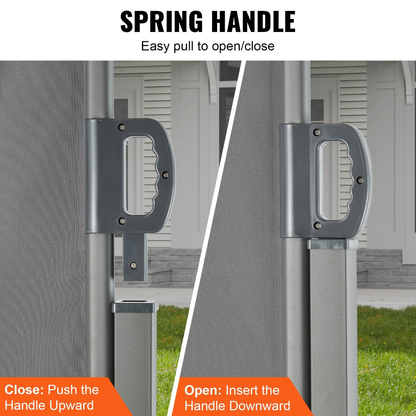 Infällbar sidomarkis, 63''x 118'' Outdoor Privacy Screen, 180g polyester Vattentät infällbar uteplatsskärm, UV 30+ rumsavdelare vindskärm för uteplats, bakgård, balkong, grå