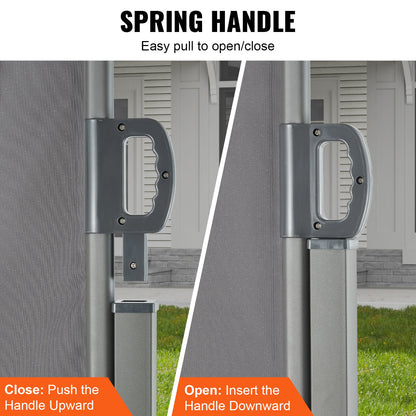 Infällbar sidomarkis, 63''x 118'' Outdoor Privacy Screen, 180g polyester Vattentät infällbar uteplatsskärm, UV 30+ rumsavdelare vindskärm för uteplats, bakgård, balkong, grå
