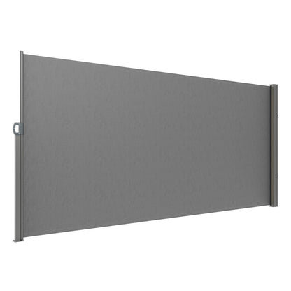 Infällbar sidomarkis, 63''x 118'' Outdoor Privacy Screen, 180g polyester Vattentät infällbar uteplatsskärm, UV 30+ rumsavdelare vindskärm för uteplats, bakgård, balkong, grå