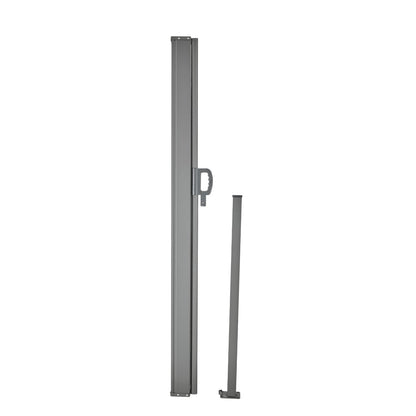 Infällbar sidomarkis, 63''x 118'' Outdoor Privacy Screen, 180g polyester Vattentät infällbar uteplatsskärm, UV 30+ rumsavdelare vindskärm för uteplats, bakgård, balkong, grå