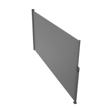 Infällbar sidomarkis, 63''x 118'' Outdoor Privacy Screen, 180g polyester Vattentät infällbar uteplatsskärm, UV 30+ rumsavdelare vindskärm för uteplats, bakgård, balkong, grå