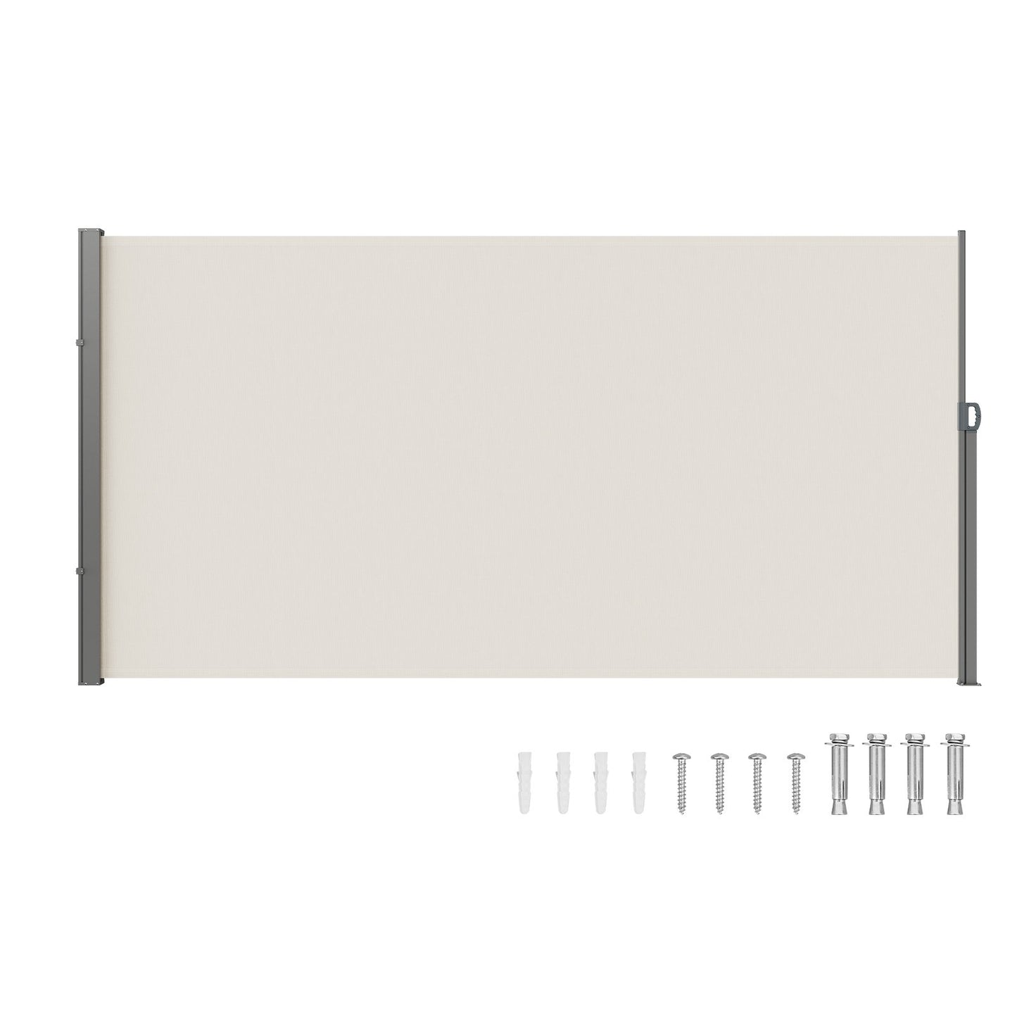 Retractable Side Awning, 71''x 138'' Outdoor Privacy Screen, 180g Polyester Waterproof Retractable Patio Screen, UV 30+ Room Divider Wind Screen for Patio, Backyard, Balcony, Beige