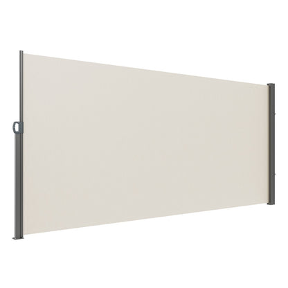 Retractable Side Awning, 71''x 138'' Outdoor Privacy Screen, 180g Polyester Waterproof Retractable Patio Screen, UV 30+ Room Divider Wind Screen for Patio, Backyard, Balcony, Beige