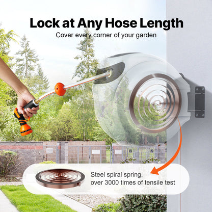 Retractable Garden Hose Reel 1/2 inch x 131.23 ft. Wall Mounted Hose Reel