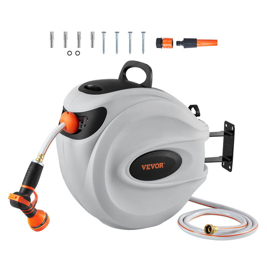Einziehbarer Gartenschlauchaufroller 1/2 Zoll x 131,23 Fuß. Wandmontierter Schlauchaufroller