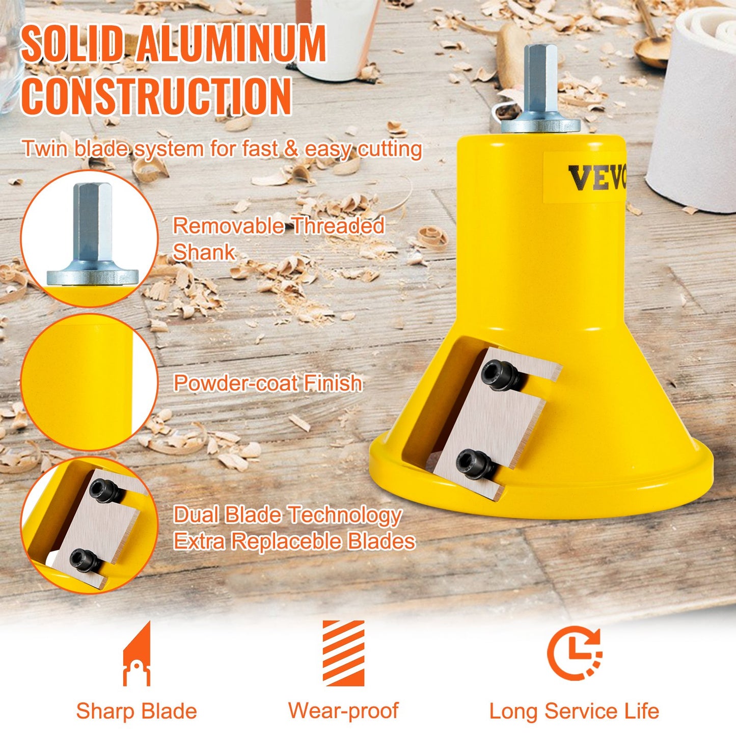 Tenon Cutter, 1\"/25.4mm &amp; 2\"/50.8mm Diameter, with Double Straight Blades and Button Screws Home Master Kit, Premium Aluminum and Steel Wood Furniture Cutter, Commercial Entry-Level Tool for Home DIY