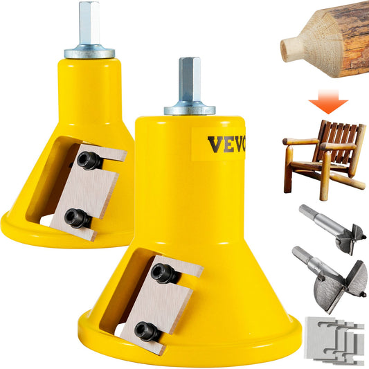 Tenon Cutter, 1\"/25.4mm &amp; 2\"/50.8mm Diameter, with Double Straight Blades and Button Screws Home Master Kit, Premium Aluminum and Steel Wood Furniture Cutter, Commercial Entry-Level Tool for Home DIY