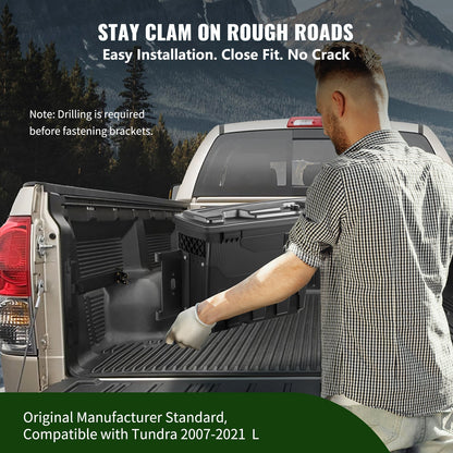 Truck Bed Storage Box, Lockable Lid, Waterproof ABS Wheel Well Tool Box 6.6 Gal/20 L with Password Padlock, Compatible with Tundra 2007-2021, Driver Side, Black