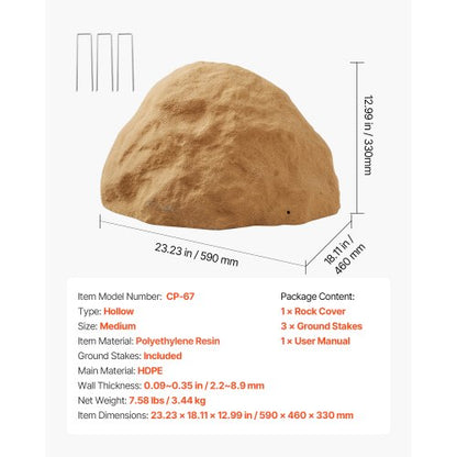 Konststensskydd, Konststensskydd för Utomhusbruk, Realistisk Naturlig Textur, Lätt & Väderbeständig Konststen för Landskapsarkitektur Trädgårdsdekoration, Sandbrun, Mellanstorlek |  EU