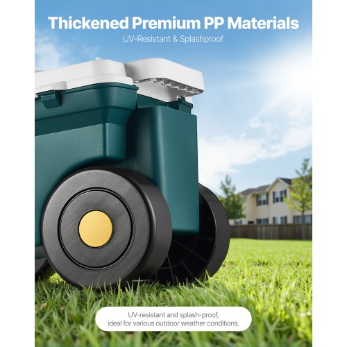 Rolling garden cart with seat 114 kg storage box and seat for garden scooter