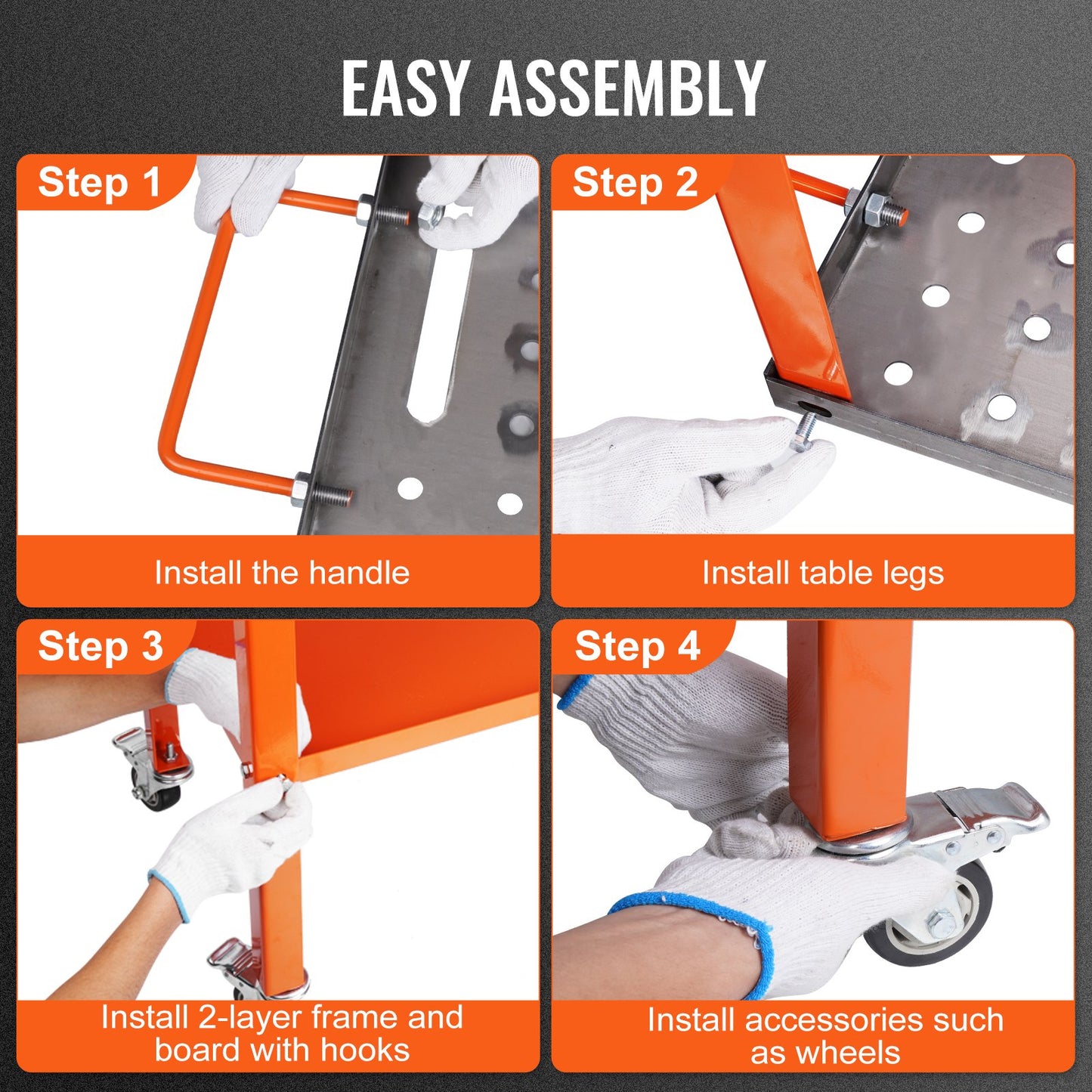 Welding Table 36" x 18", 1200lbs Load Capacity Steel Welding Workbench Table on Wheels, 2 Layers Portable Workbench with Brake Casters, 4 Tool Holes, 5/8-Inch Fixture Holes