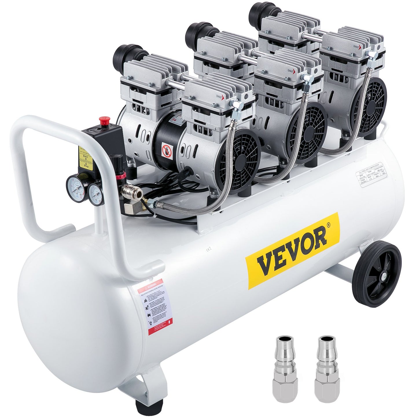 Air Compressor 80L Ultra Quiet Oil-Free Air Compressor Tank Quiet Air Compressor 2.2KW Oil-Free Compressor Low Noise with Safe Solenoid Valve