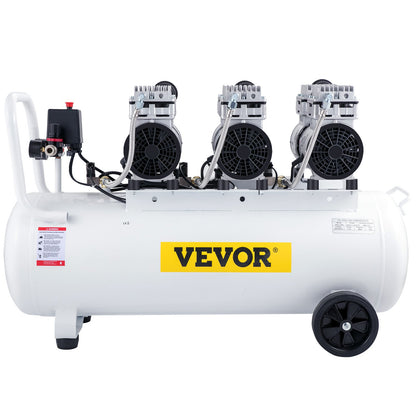 Air Compressor 80L Ultra Quiet Oil-Free Air Compressor Tank Quiet Air Compressor 2.2KW Oil-Free Compressor Low Noise with Safe Solenoid Valve