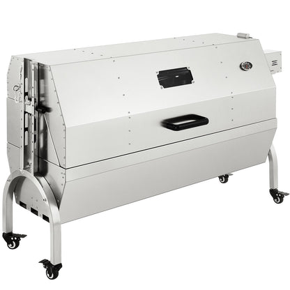 Lamb Rotisserie, 132lbs kapacitet, rostfritt stål Grisspett grillstek, med 40W motor & justerbar höjd Låsbara hjul och baffelskydd för utomhuscamping fest lägereld grill