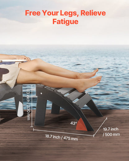 Adirondack Ottoman 18,7L x 19,7W x 13H Inch HDPE Folding Fotstöd Svart