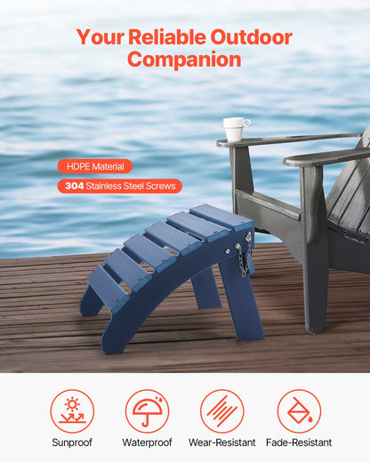 Adirondack Ottoman 2 set 18.7L x 18.9W x 13.8H inches HDPE Footrest Blue