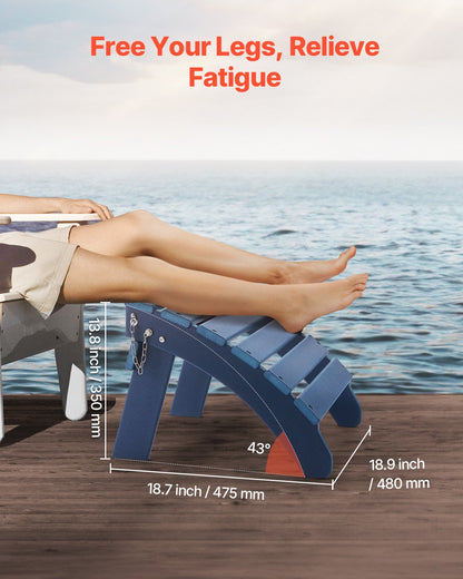 Adirondack Ottoman 2 set 18.7L x 18.9W x 13.8H inches HDPE Footrest Blue