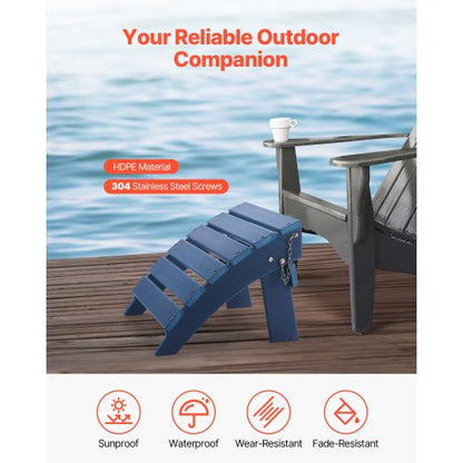 Adirondack Ottoman 15.7L x 18.9W x 13H inches HDPE Folding Footrest Blue | EU