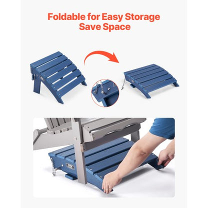 Adirondack Ottoman 15.7L x 18.9W x 13H inches HDPE Folding Footrest Blue | EU
