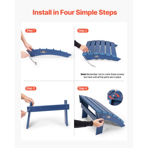 Adirondack Ottoman 15.7L x 18.9W x 13H inches HDPE Folding Footrest Blue | EU