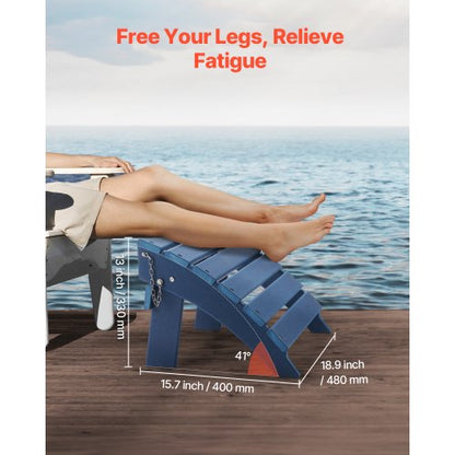 Adirondack Ottoman 15.7L x 18.9W x 13H inches HDPE Folding Footrest Blue | EU