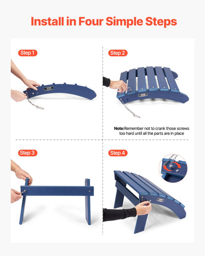 Adirondack Ottoman 18.7L x 18.9W x 13.8H inches HDPE Folding Footrest Blue