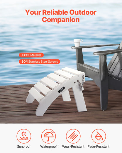 Adirondack Ottoman 17.7L x 19.7W x 13.8H inches HDPE Folding Footrest White