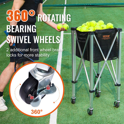Tennis Ball Hopper Basketball Teaching Tennis Ball Cart with Wheels 150 Balls