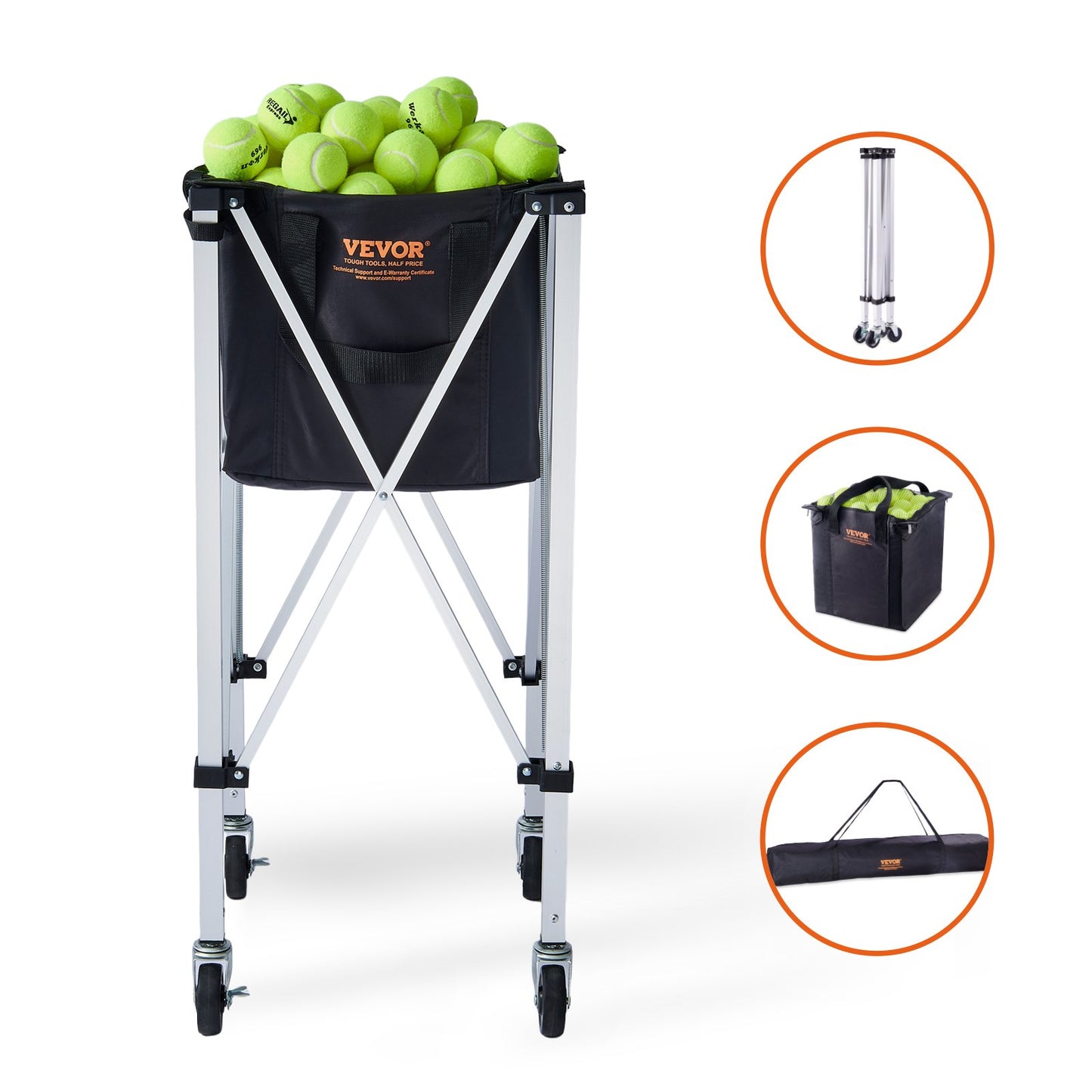 Tennis Ball Hopper Basketball Teaching Tennis Ball Cart with Wheels 150 Balls