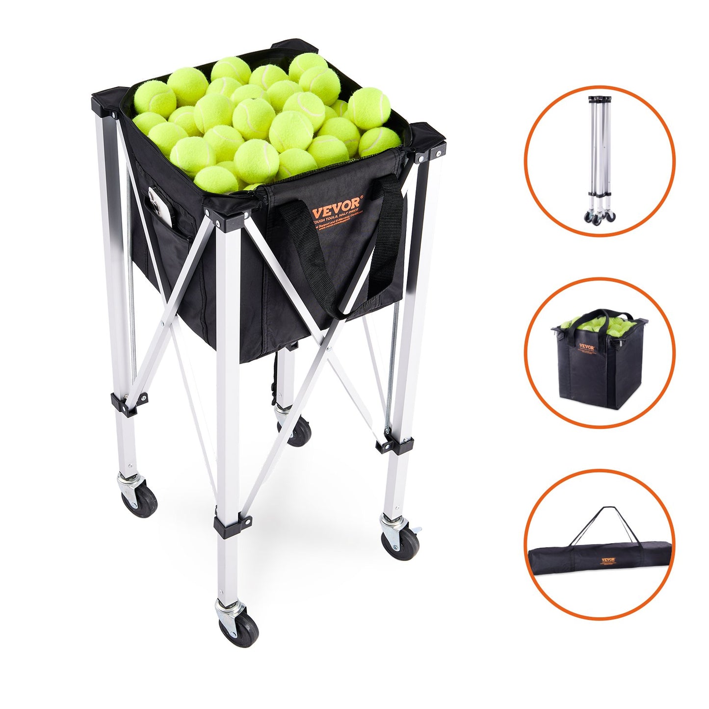 Tennis Ball Hopper Basketball Teaching Tennis Ball Cart with Wheels 150 Balls